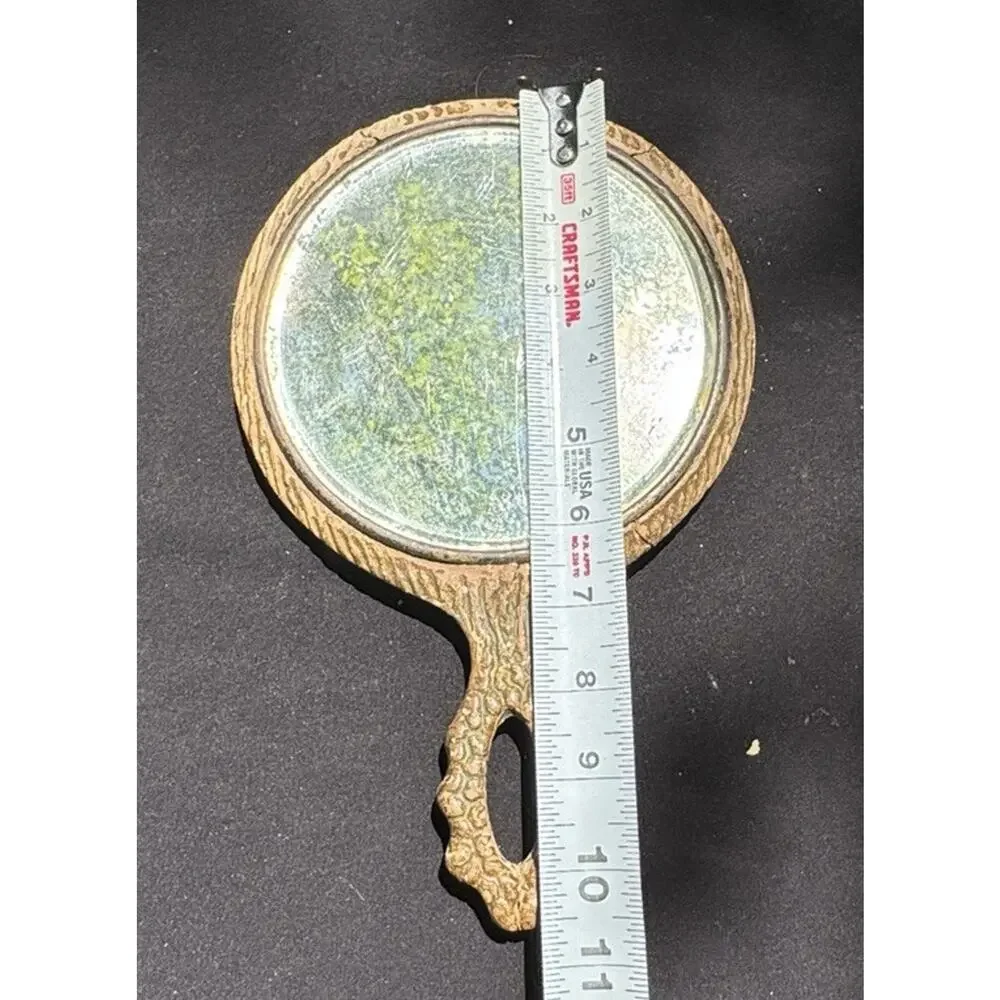 Antique Victorian Sterling And Wood Mirror Beveled Glass Hand Mirror 10 1/2